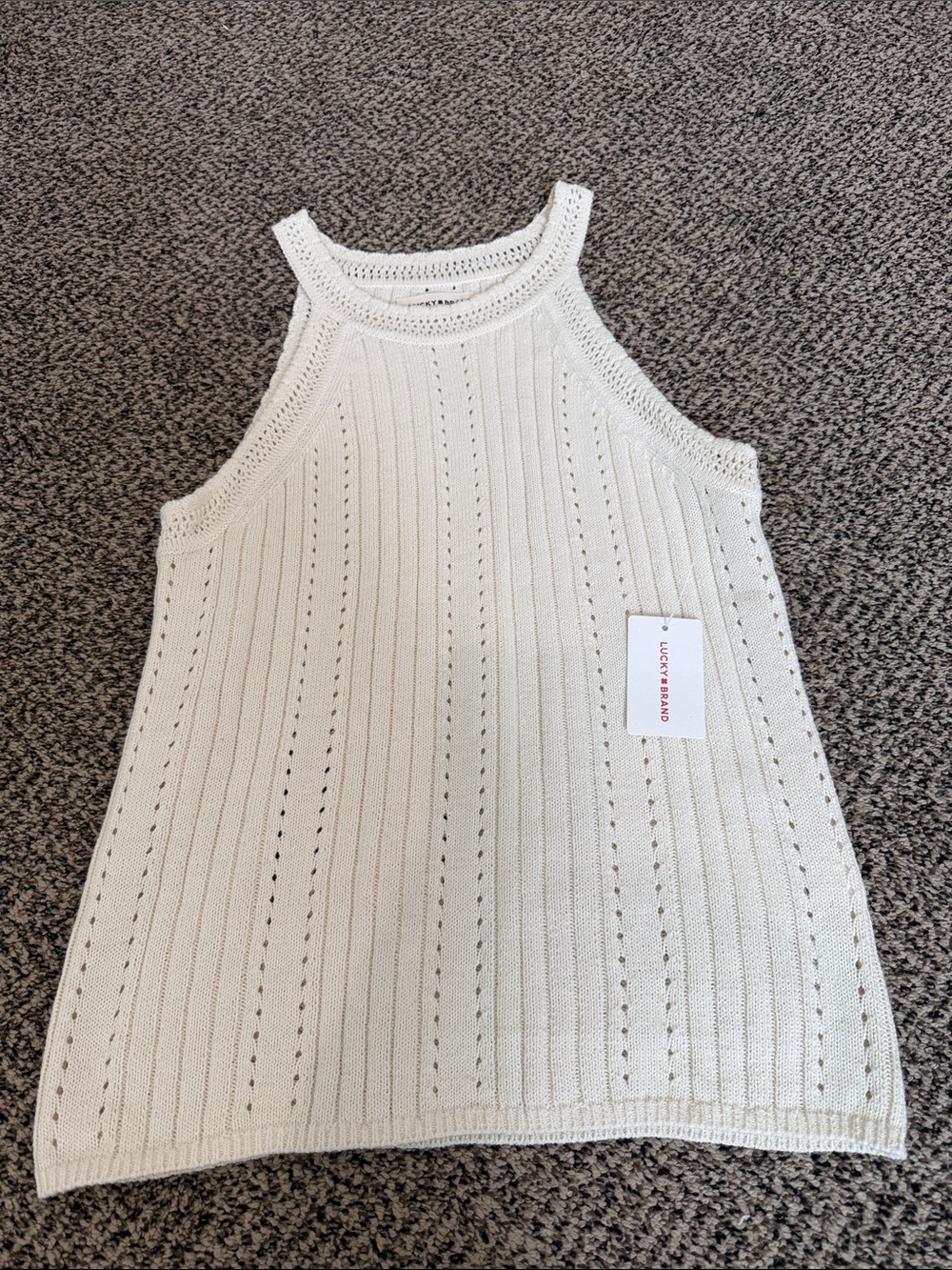 Lucky Brand Cream Knit Halter Sweater Top